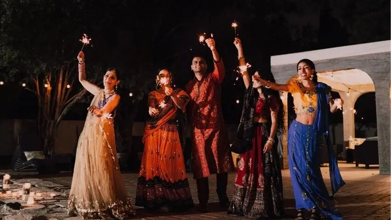 couple, diwali, party